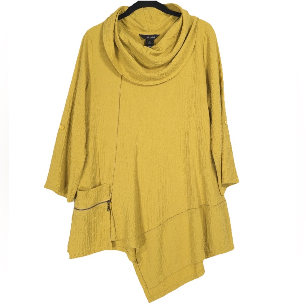 Ali Miles Asymmetrical Tunic Top Cowl Neck Lagenlook Crinkle Women’s‎ MEDIUM - Picture 4 of 16